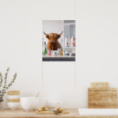 Highland Koe met haarverzorgingsproducten Leuke ba Poster (Keuken)