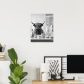 Highland Koe met Hair Styling Producten Badkamer Poster (Thuiskantoor)