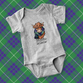 Highland Koe met Hamilton Hunting Tartan Sjaal Romper