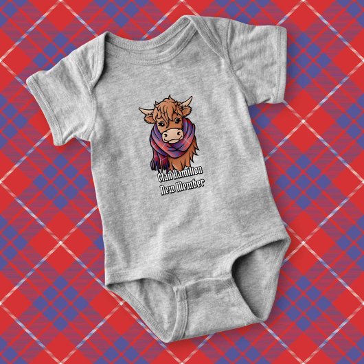 Highland Koe met Hamilton Red Tartan Scarf Romper