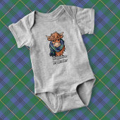 Highland Koe met Johnston Tartan Sjaal Romper