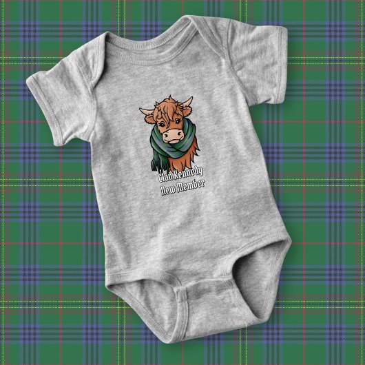 Highland Koe met Kennedy Tartan Scarf Romper