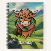 Highland Koe met MacAulay Tartan Sjaal Notitieboek (Voorkant)