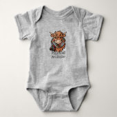 Highland Koe met MacBeth Tartan Sjaal Romper (Voorkant)