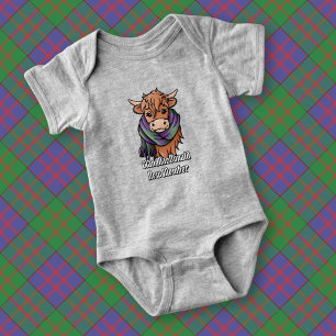 Highland Koe met MacDonald Tartan Sjaal Romper