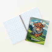 Highland Koe met MacDowall Tartan Scarf Notitieboek (Binnen)