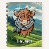 Highland Koe met MacDowall Tartan Scarf Notitieboek (Voorkant)