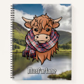 Highland Koe met MacFarlane Jurk Tartan Sjaal Notitieboek (Voorkant)