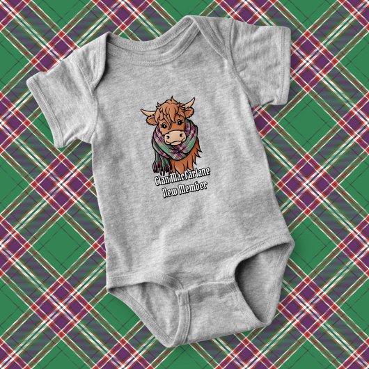 Highland Koe met MacFarlane Modern Jachtsjaal Romper
