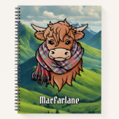 Highland Koe met MacFarlane Tartan Sjaal Notitieboek (Voorkant)
