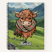Highland Koe met MacGill Tartan Sjaal Notitieboek (Voorkant)