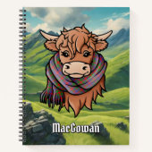 Highland Koe met MacGowan Tartan Sjaal Notitieboek (Voorkant)