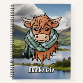 Highland Koe met MacKenzie Jurk Tartan Sjaal Notitieboek (Voorkant)