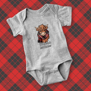 Highland Koe met MacLeod van Raasay Tartan Sjaal Romper