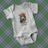 Highland Koe met MacMillan Jacht Tartan Sjaal Romper