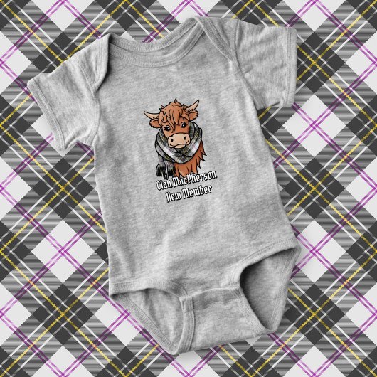 Highland Koe met MacPherson Dress Tartan Sjaal Romper