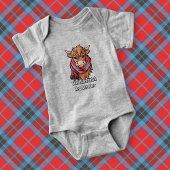 Highland Koe met MacTavish Tartan Sjaal Romper