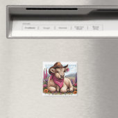 Highland Koe met Pet en bandana Magneet (Insitu (Vaatwasser))