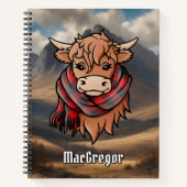Highland Koe met Rob Roy MacGregor Tartan Sjaal Notitieboek (Voorkant)
