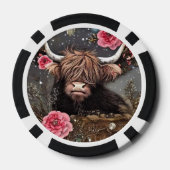 Highland Koe met Rozen Poker Chips (Achterkant)