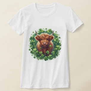Highland Koe met Shamrocks T-shirt