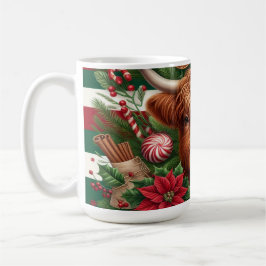 Highland Koe met vakantiedecoraties en Snoep Koffiemok