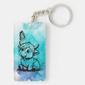 Highland Koe met Vlinder Sleutelhanger (achterkant)