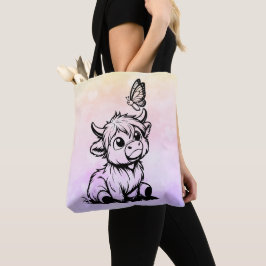 Highland Koe met Vlinder Tote Bag