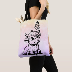 Highland Koe met Vlinder Tote Bag