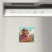 Highland Koe met zonnebril en Cowboy Pet Magneet (Insitu (Vaatwasser))