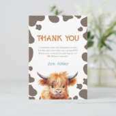 Highland Koe Mijn eerste Rodeo 1e Verjaardag Bedankkaart (Staand voorkant)