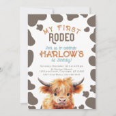 Highland Koe Mijn eerste Rodeo 1e Verjaardag Kaart (Voorkant)