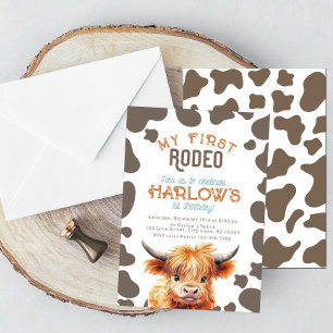 Highland Koe Mijn eerste Rodeo 1e Verjaardag Kaart
