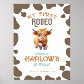 Highland Koe Mijn eerste Rodeo 1e Verjaardag Poster (Voorkant)