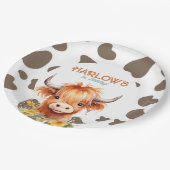 Highland Koe Mijn eerste Rodeo verjaardagsfeestje Papieren Bordje (Gekanteld)