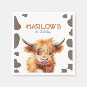 Highland Koe Mijn eerste Rodeo verjaardagsfeestje Servet