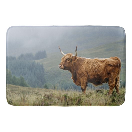 Highland Koe Misty Morning Badmat (Voorkant)