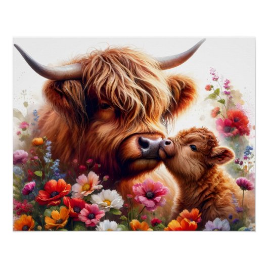 Highland Koe Moederdag cadeau idee Perfect Poster (Voorkant)