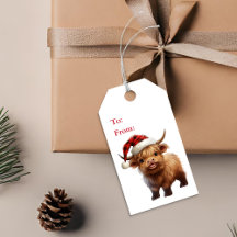 Highland Koe Moo-ey kerstcadeau Label