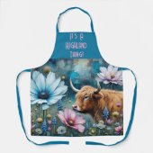 Highland Koe Obsession - Kleurrijke Kosmos Schort (Voorkant)