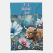 Highland Koe Obsession - Kleurrijke Kosmos Theedoek (Verticaal)