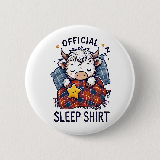 Highland Koe, officiële slaap Ronde Button 5,7 Cm (Voorkant)