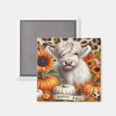Highland Koe omgeven door Herfst pompoenen Magneet (Voorkant / Achterkant)