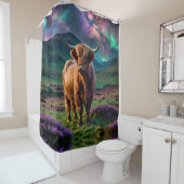 Highland Koe onder de sterren Douchegordijn (In situ)