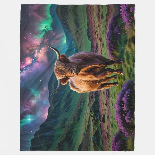 Highland Koe onder de sterren Fleece Deken (Voorkant)