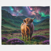 Highland Koe onder de sterren Fleece Deken (Voorkant (Horizontaal))