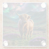 Highland Koe onder de sterren Glazen Onderzetter (Achterkant)