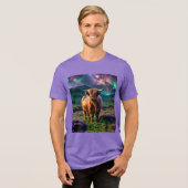 Highland Koe onder de sterren Tri-Blend Shirt (Voorkant volledig)