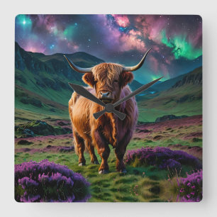 Highland Koe onder de sterren Vierkante Klok