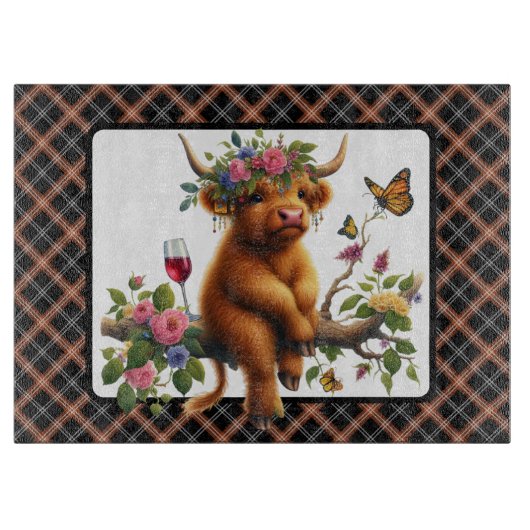 Highland Koe op een filiaal Snijplank (Voorkant)